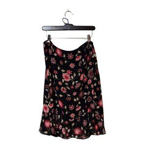 Casual Corner Annex Womens Black Floral Skirt Size 12 Chiffon Midi Lightweight